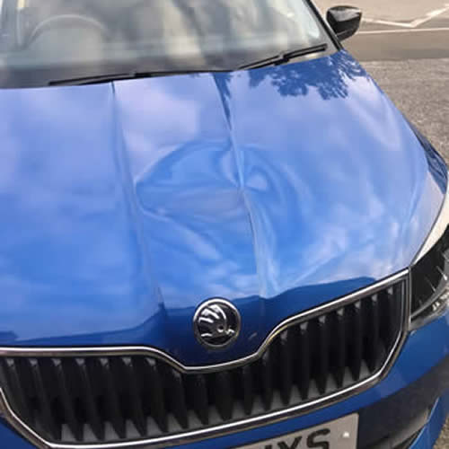 Deep crease on Skoda bonnet - Before Deep crease on Skoda bonnet - Before