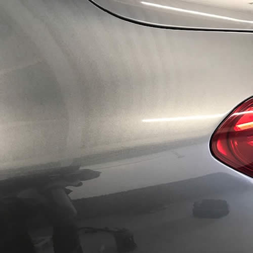 Deep dent on Mercedes C-Class Quater Panel - After Deep dent on Mercedes C-Class Quater Panel - After