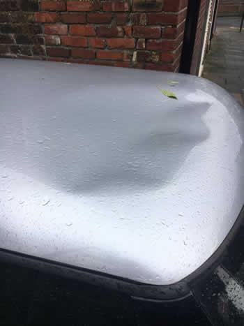 Deep crease on Mini roof - Before Deep crease on Mini roof - Before